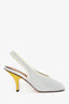 Marni White Leather Mesh Slingback Heels Size 38