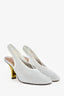 Marni White Leather Mesh Slingback Heels Size 38
