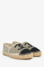 Pre-Loved Chanel™ Beige/Black Mesh CC Espadrille Flats Size 38