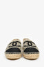 Pre-Loved Chanel™ Beige/Black Mesh CC Espadrille Flats Size 38