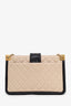 Pre-Loved Chanel™ 2014-15 Beige/Black Lambskin Quilted Elegant CC Shopping Tote
