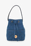 Versace Blue Denim Quilted Bucket Bag