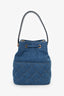 Versace Blue Denim Quilted Bucket Bag