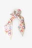 Pre-Loved Chanel™ 2022 Cream/ Multicolour Silk Bow Hair Tie