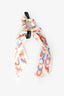 Pre-Loved Chanel™ 2022 Cream/ Multicolour Silk Bow Hair Tie
