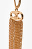 Celine Gold Tone Metal Triomphe Fringe Ear Pendants
