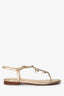 Pre-Loved Chanel™ Gold Leather CC Logo T-Strap Sandals Size 37