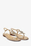 Pre-Loved Chanel™ Gold Leather CC Logo T-Strap Sandals Size 37
