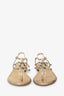 Pre-Loved Chanel™ Gold Leather CC Logo T-Strap Sandals Size 37