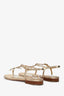 Pre-Loved Chanel™ Gold Leather CC Logo T-Strap Sandals Size 37
