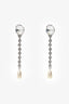 Miu Miu Silver Tone Rhinestone Crystal Pearl Long Drop Earrings