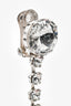 Miu Miu Silver Tone Rhinestone Crystal Pearl Long Drop Earrings