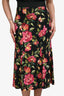 Dolce & Gabbana Black Floral Silk Ruffled Midi Skirt Size 38