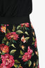 Dolce & Gabbana Black Floral Silk Ruffled Midi Skirt Size 38