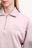 Miu Miu 2023 Pink Logo Half Zip-Up Polo Sweatshirt Size XS