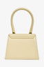 Jacquemus Cream Leather Medium 'Le Chiquito' Top Handle with Strap