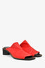 Acne Studios Red Leather Block Heel Sandals Size 37