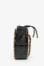 Pre-Loved Chanel™ Runway 2022 Black Lambskin Leather CC Logo Round Caged Crossbody Bag