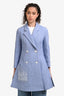 Christian Dior 2017 Resort Blue Bead Detail Pocket Double Breasted Coat Size 4