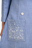 Christian Dior 2017 Resort Blue Bead Detail Pocket Double Breasted Coat Size 4