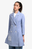 Christian Dior 2017 Resort Blue Bead Detail Pocket Double Breasted Coat Size 4