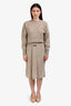 Miu Miu 2023 Taupe Cotton Ruched Waist Skirt Size S