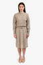 Miu Miu 2023 Taupe Cotton Ruched Waist Skirt Size S