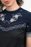 Hermès Navy Blue/Grey Cashmere/Silk Short Sleeve Sweater Size 38
