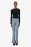 Chloe Blue Tweed/Silk Flare Leg Flare Size 38