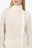 Saint Laurent White Silk Blouse With Wrap Scarf Size 38