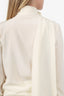 Saint Laurent White Silk Blouse With Wrap Scarf Size 38