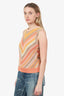 Valentino Orange Patterned Round Neck Sweater Vest Estimated Size S