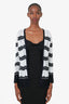 M Missoni Black/White Chevron Pattern Cotton Open Front Cardigan Size 40