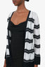 M Missoni Black/White Chevron Pattern Cotton Open Front Cardigan Size 40