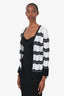 M Missoni Black/White Chevron Pattern Cotton Open Front Cardigan Size 40