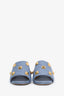 Valentino Blue Leather Quilted Leather Roman Stud Mules Size 38.5