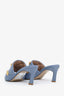 Valentino Blue Leather Quilted Leather Roman Stud Mules Size 38.5