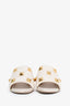 Valentino White Leather Quilted Leather Roman Stud Mules Size 38