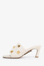 Valentino White Leather Quilted Leather Roman Stud Mules Size 38