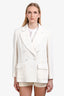 Pre-Loved Chanel™ 2019 White Faux Pearl Button La Pausa Tweed Blazer Size 44