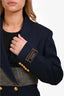 Gucci Navy Wool/Grey Corset Detail Double Breasted Blazer Size 44