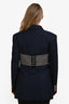 Gucci Navy Wool/Grey Corset Detail Double Breasted Blazer Size 44