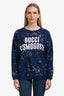 Gucci Navy Crystal Embellished "Gucci Cosmogonie" Crewneck Sweater Size L