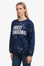 Gucci Navy Crystal Embellished "Gucci Cosmogonie" Crewneck Sweater Size L