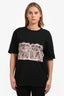 Alexander McQueen Black/Pink Lace Corset Printed T-Shirt Size 46