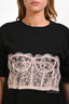 Alexander McQueen Black/Pink Lace Corset Printed T-Shirt Size 46