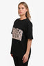 Alexander McQueen Black/Pink Lace Corset Printed T-Shirt Size 46