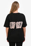 Alexander McQueen Black/Pink Lace Corset Printed T-Shirt Size 46
