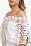 Self-Portrait White Lace Detailed Off Shoulder Top Size 8 US
