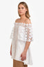 Self-Portrait White Lace Detailed Off Shoulder Top Size 8 US
